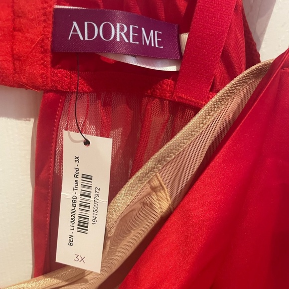 Adore Me Women's Besima Babydoll Lingerie Set True Red Women's 3X NWT - Picture 4 of 8